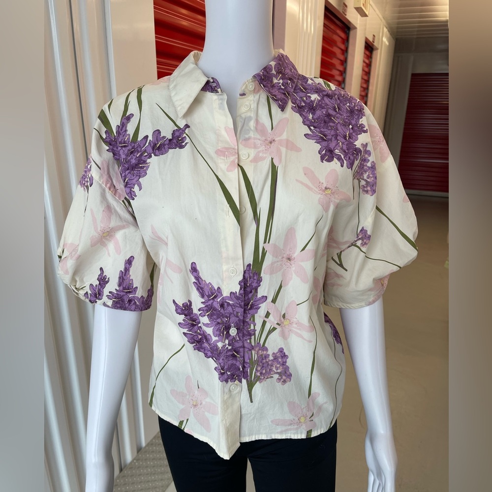 White Lavender Blossom Women's Blouse